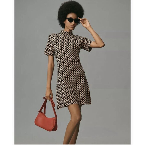 NWT Size 1X -Anthropologie The Nina Mock-Neck Mod Mini Dress (NWT US$ 148) - Picture 1 of 16